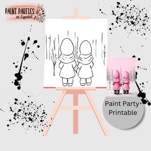 DIY ペイント パーティー 印刷可能 大人用ペイント & シップ テンプレート キャンバス ステンシル ぬり絵 ページ 子供用 ダウンロード アート パーティー ガール ナイト デート ナイト ファミリー ナイト
