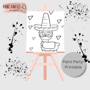DIY Paint Party Printable Adult Paint & Sip Template Canvas Stencil Coloring Page Kids Download Art Party Girl Night Date Night Family Night