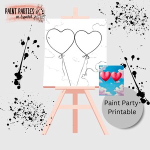 DIY Paint Party Printable Adult Paint & Sip Template Canvas Stencil Coloring Page Kids Download Art Party Girl Night Date Night Family Night