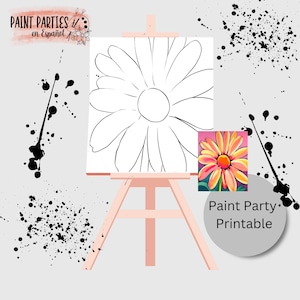 DIY Paint Party para impressão adulto Paint & Sip Template Canvas Stencil Coloring Page Kids Download Art Party Girl Night Date Night Family Night