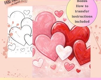 Valentine DIY Paint Party Printable Paint & Sip Template Canvas Stencil Coloring Page Download