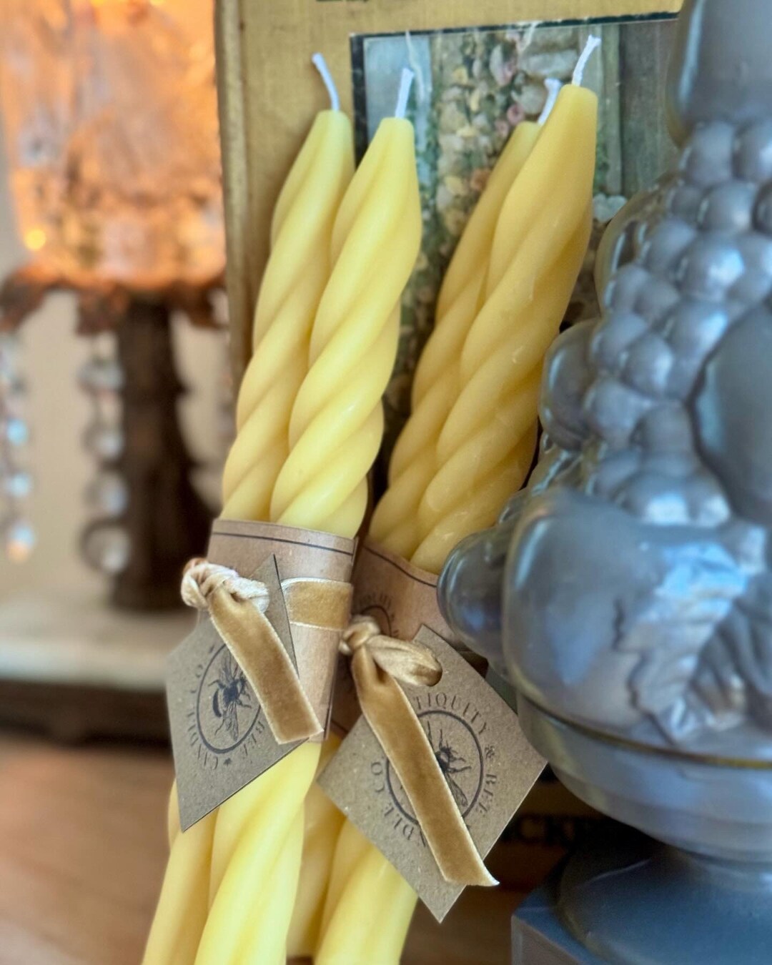 100 Beeswax Twisted Taper Candles Ethically and U.S. Etsy