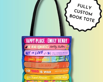 Custom Book Stack Tote Bag: Personalized Book Lover Gift