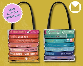 SEMI CUSTOM Tote Bag for Book Lovers | Favorite Books | Book Stack | Book Shelf | Library Bag | Semi Custom | Book Club | Gift for Reader