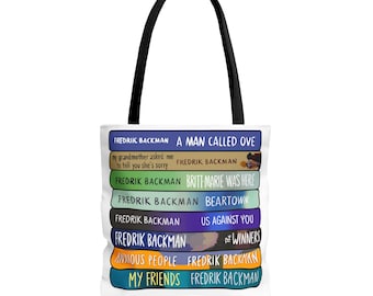 Fredrik Backman Tote Bag – Book Stack Canvas Tote – Books Bears & Backman Bag – 13" or 16" Bookish Gift – A Man Called Ove Literary Tote
