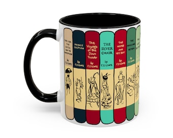 CS Lewis Book Stack Mug with Inspiring Quote | Ceramic Mug for Fantasy Lovers