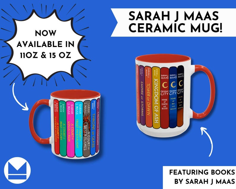 Sarah J Maas Book Stack Mug: ACOTAR, Crescent City, Throne of Glass image 2