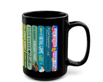 Custom Book Lover Mug: Black Bookstack 15oz