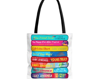 Abby Jimenez Book Tote Bag: Romance Reader Gift, Book Stack Design