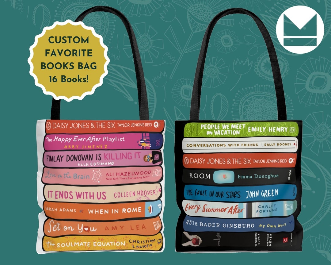 CUSTOM Tote Bag for Book Lovers Favorite Book Book Stack Book Shelf