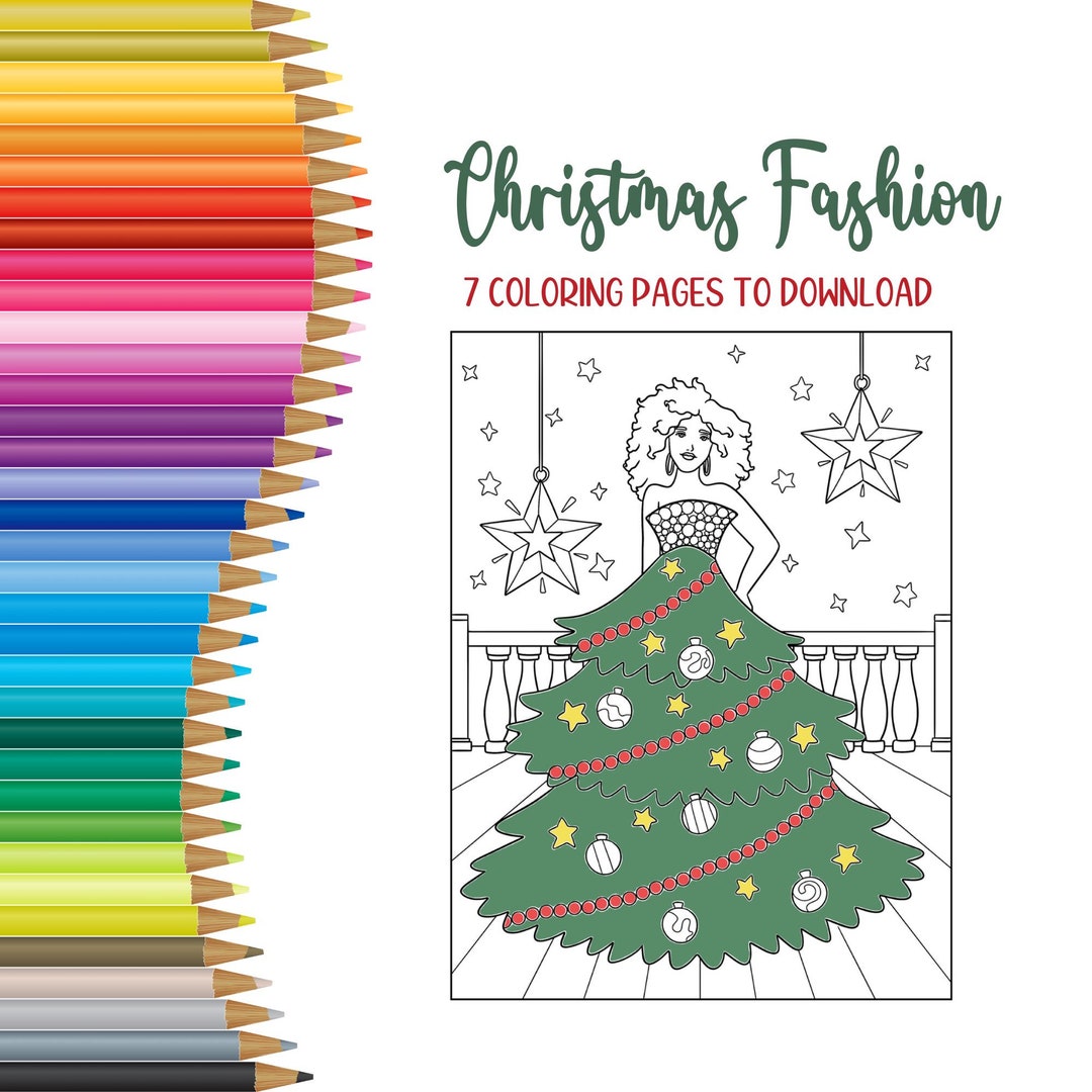 Christmas Fashion Coloring Pages Bundle - Etsy