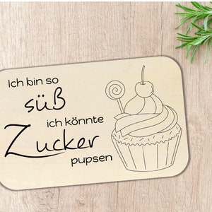 Children&#39;s breakfast board, snack board, cutting board, board with cupcake, sweet, candy