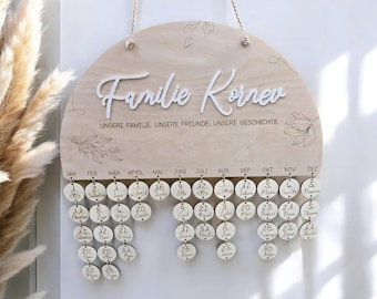 3D Wooden Family Birthday Calendar, Calendar for the Whole Year