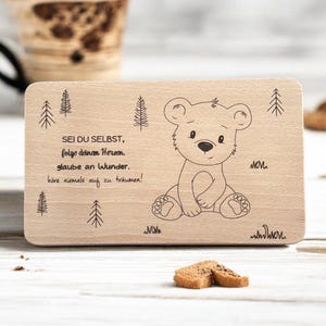 Children&#39;s breakfast board, snack board, cutting board, board with cute bear with cap