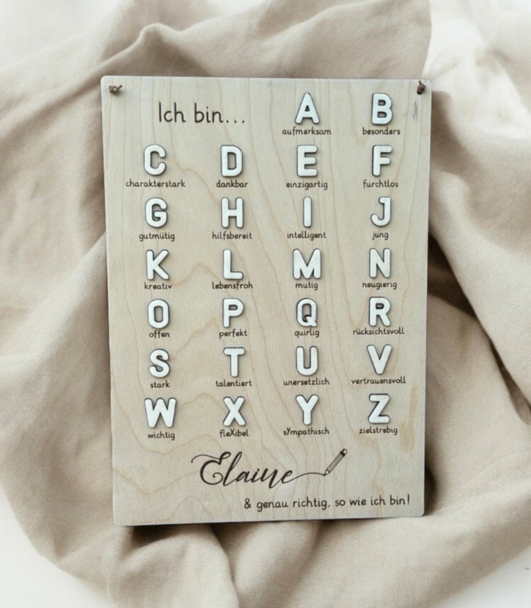 Affirmation ABC Alphabet Board Made of Wood, Gift for Starting School ...