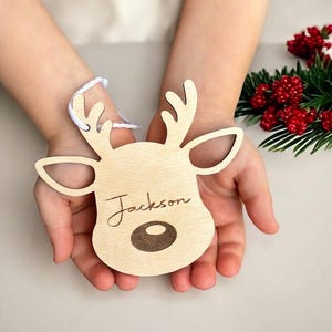 CIONDOLO DI NATALE legno, testa di renna, decorazione dell'albero, ciondolo regalo per Natale, ornamento, personalizzato, biglietto da visita, idea regalo