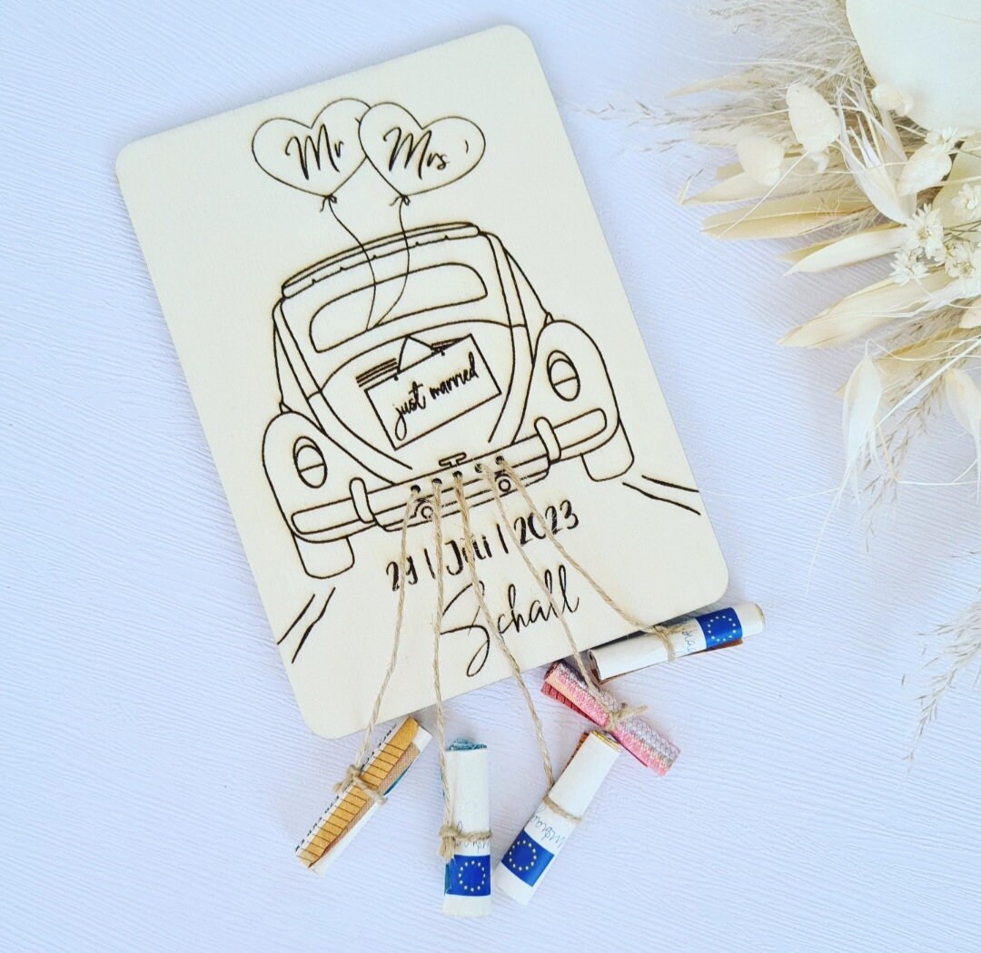 Geldgeschenk für die Hochzeit Bully Holz VW Käfer Etsy.de
