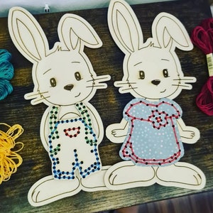Threading game sweet rabbit, souvenir for Easter, animal, children, fine motor skills, handicrafts, creative