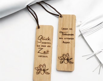 Lesezeichen mit Spruch und Lotus Blume, Geschenk für Buchliebhaber oder zu Muttertag