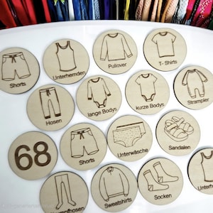 Étiquette en bois pour armoire, organiseur de vêtements, bébé, enfant, organisation, Montessori, rangement de vêtements, pour Pax