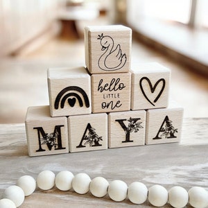 Cubes en bois personnalisés, décoration et jouet pour chambre d'enfant, cadeau de naissance