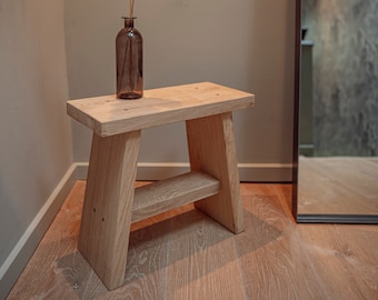 Solid oak stool | Bathroom stool wood oak | Kitchen step wood | footstool wood | stool garden | solid oak wood | Handmade unique