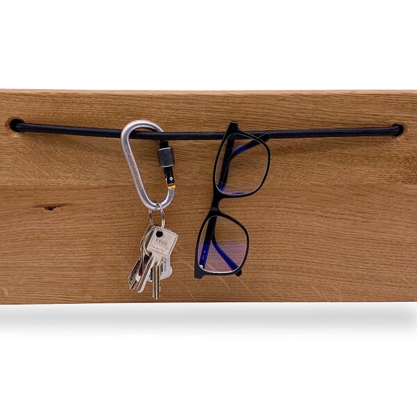 Brillenhalter aus Holz | 40 x 19 cm | Brillenhalter Wand | Sonnenbrille Organizer | Brillenständer Holz | Eichenholz Deko | Handgefertigt