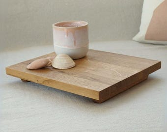 Sofa-Tablett Eiche massiv | Eichenholz Tablett | Serviertablett | Armlehnenablage | Sofa-Buttler | Frühstückstablett | Holztablett