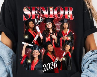 Custom Bootleg Senior 2026 Shirt Rap Custom Photo  Tee For Graduate,90 Proud Family Photo Graduation Senior Mom Family Tee Cheerleader Gift