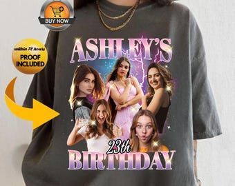 Comfort Colors Custom Birthday Photo Collage Shirt, Girlfriend-Boyfriend Face Shirt Bootleg Shirt, Matching Birthday Retro Tee 90s Vintage