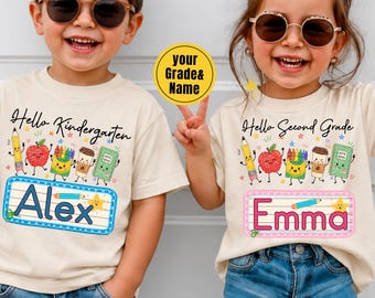 Personalized Back to School Shirt for Toddler, Boy Girl First Day of School Tee, Cute Apple Pencil Shirt, Preschool Kindergarten Kid Shirt