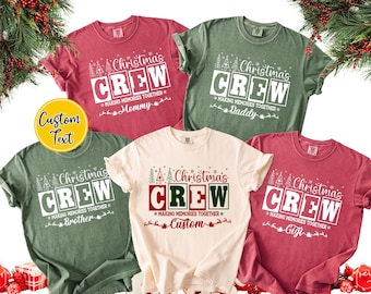 Personalized Christmas Crew Shirts, Retro Matching Family Comfort Colors® Holiday Tee, Custom Name Christmas Party T-Shirt, Group Xmas Gift