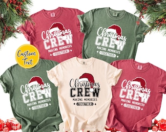 Personalized Christmas Crew Shirts, Retro Matching Family Comfort Colors® Holiday Tee, Custom Name Christmas Party T-Shirt, Group Xmas Gift