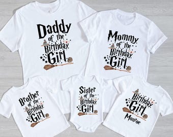 Personalized Birthday Girl Family Shirt, Custom Name Birthday Witch Girl, Magic Birthday Party Shirt, Wizard Birthday, Magic Themed Shirt