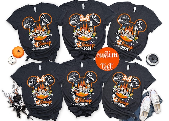 Custom Disney Vacation 2026 Halloween Fall Shirt,Custom Family Disney Tshirt,Disney Trip Matching Halloween Tee,Disneyland Autumn Shirts