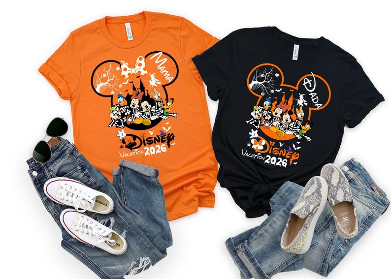 Custom Disney Vacation 2026 Halloween Fall Shirt,Custom Family Disney Tshirt,Disney Trip Matching Halloween Tee,Disneyland Autumn Shirts bild 2