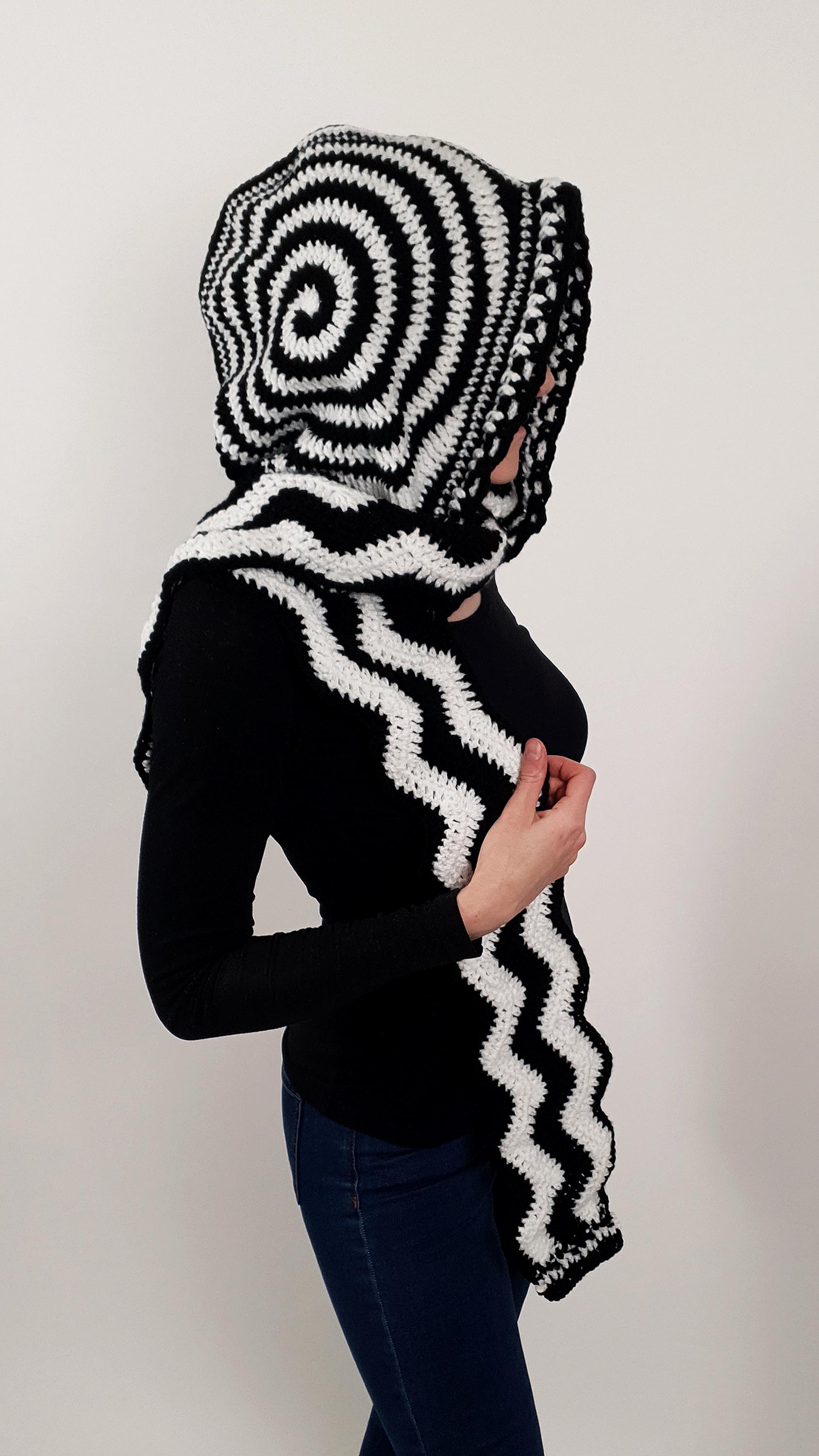 Mesmer Hooded Scarf Crochet PATTERN | Whimsical Twisted Spiral