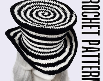 Mesmer Top Hat Crochet PATTERN | Whimsical Customizable Victorian Spiral Costume