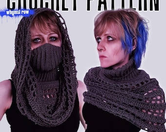 Patrón de ganchillo para capucha Wasteland / Chal con capucha estilo élfico desgastado y caprichoso, ideal para festivales y fiestas.