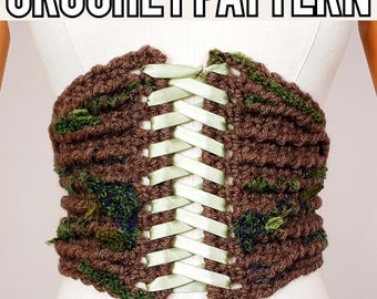 Bark Corsets Crochet PATTERN | Whimsical Tree Underbust Belt with Moss