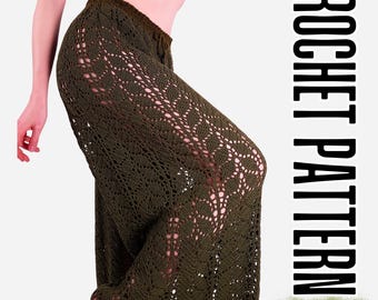 Melia Pant Crochet PATTERN | Whimsical Leaf Lace Shorts or Ultra Wide Leg Pant