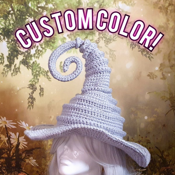 Custom Color Spiral Witch Crochet Hat |  Made to Order Fairycore Fantasycore Cottagecore Whimsical Good Witch Cosplay Costume