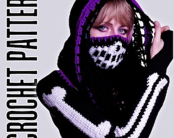 Badlands Sleeves Crochet PATTERN | Distressed Hooded Bolero, Goth Rave Shawl