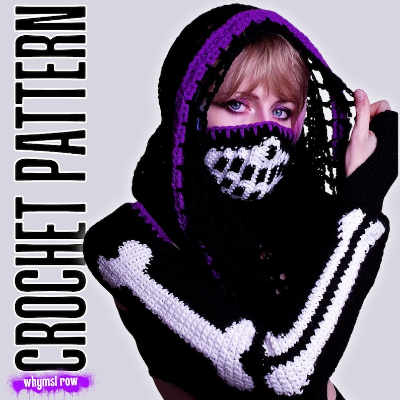 Badlands Sleeves Crochet PATTERN | Distressed Hooded Bolero, Goth Rave ...