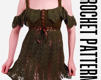 Melia Top and Dress Crochet PATTERN | Whimsical Leaf Lace Festival Fairy Costume