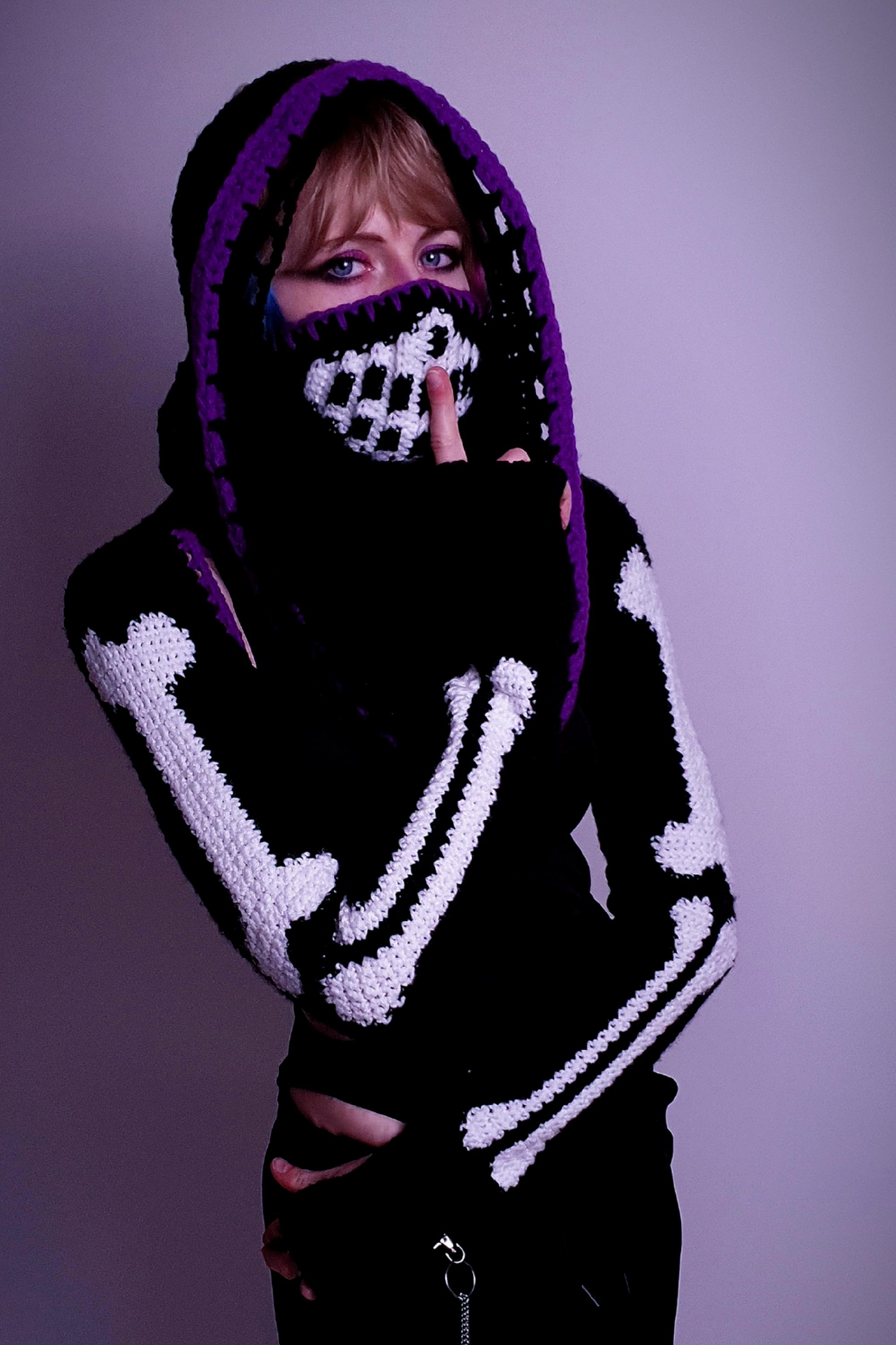 Distressed Knit Rave Badlands Sleeves Crochet PATTERN | Distressed Hooded Bolero, Goth Rave ...