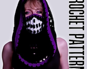 Badlands Hood Crochet PATTERN | Spooky Skull Shawl, Goth Rave Wear