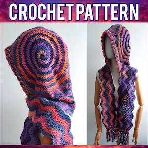 The Mesmer Hooded Scarf Crochet PATTERN | Whimsical Goblincore Fairycore Fantasy LARP Festival Ren Faire Elven Fae