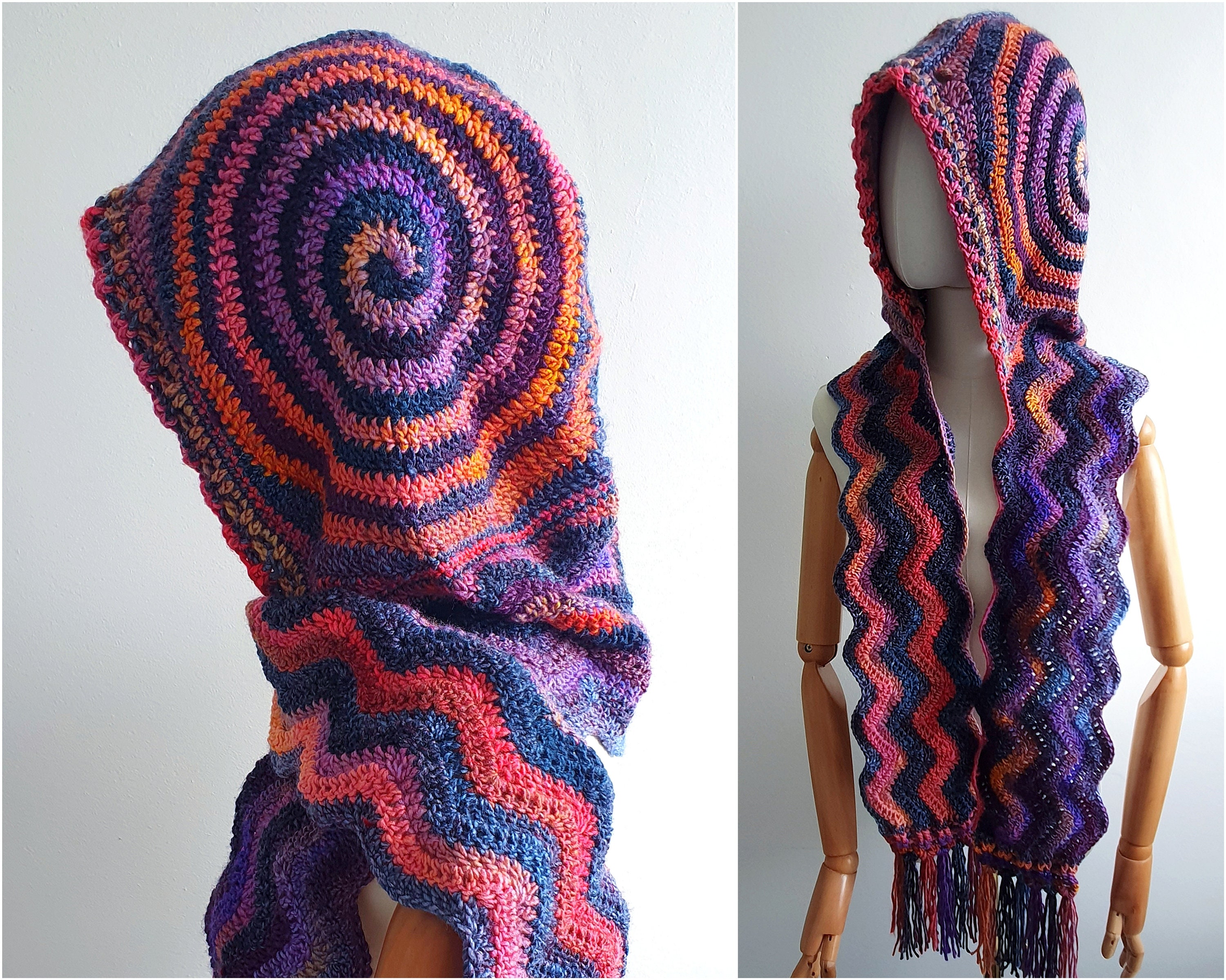Mesmer Hooded Scarf Crochet PATTERN | Whimsical Twisted Spiral