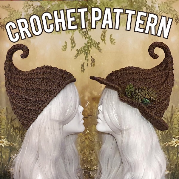 Digital Crochet PATTERN: The Forest Sprite Cap | Whimsical Mushroom Tree Stump Moss Cottagecore Goblincore Fantasy LARP Steampunk Hat PDF